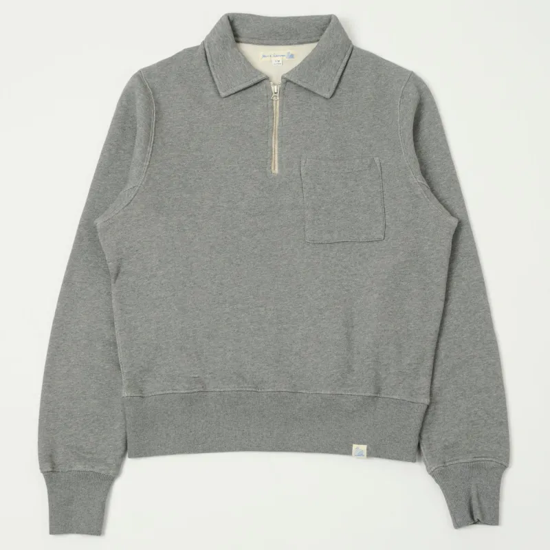 Merz b. Schwanen 'Good Basics' Quarter Zip Sweatshirt - Grey Melange sold by Son of a Stag