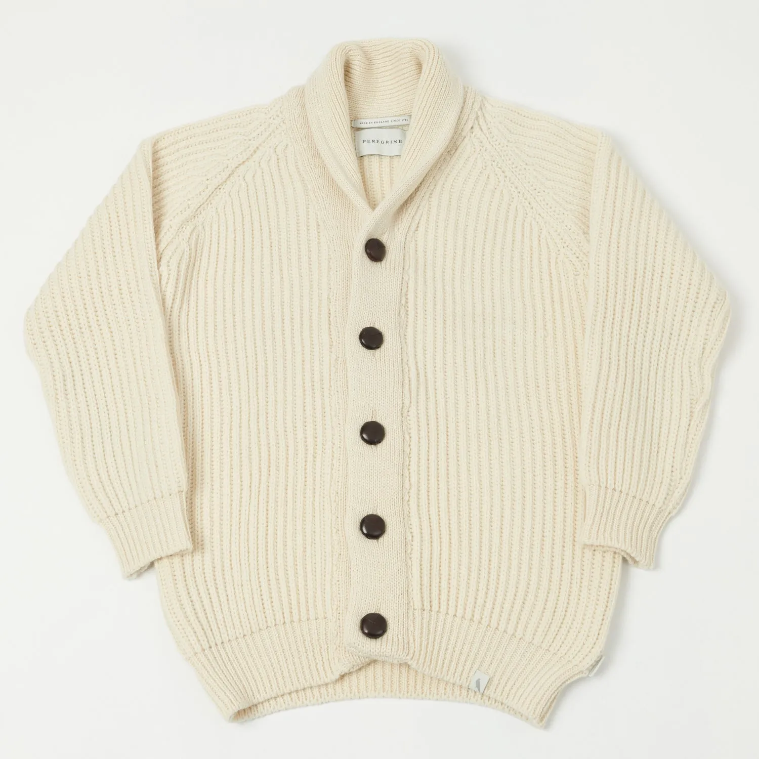 Peregrine Wilkinson Shawl Collar Cardigan - Ecru sold by Son of a Stag