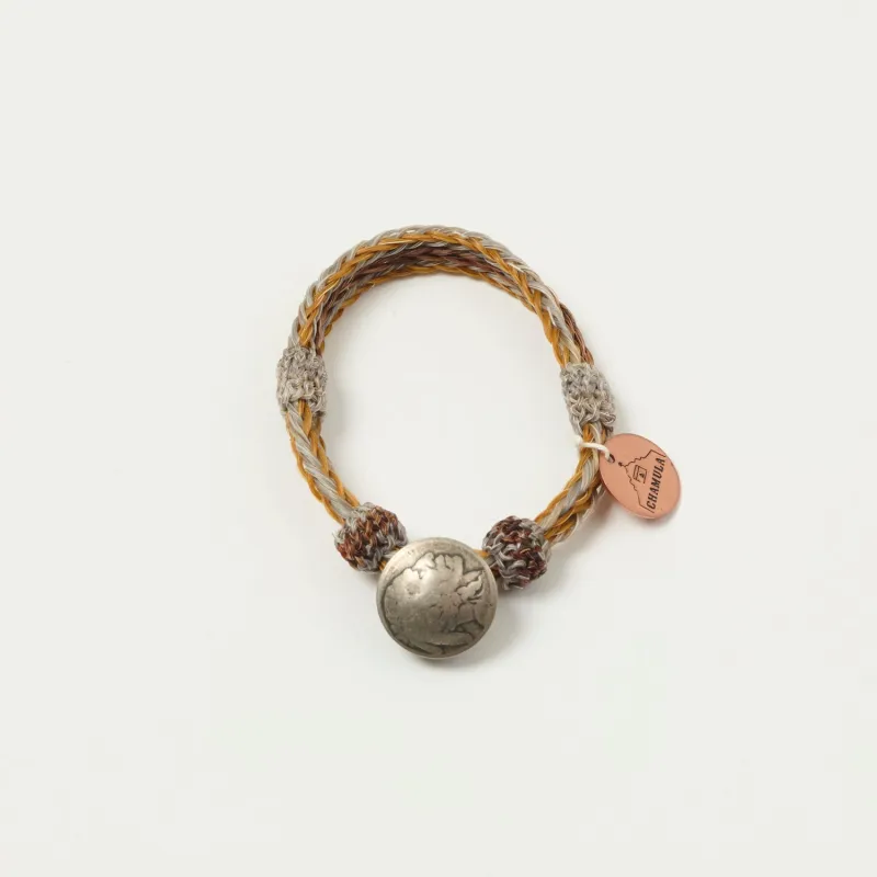 Chamula Horsehair Concho Bracelet - Yellow/Grey sold by Son of a Stag