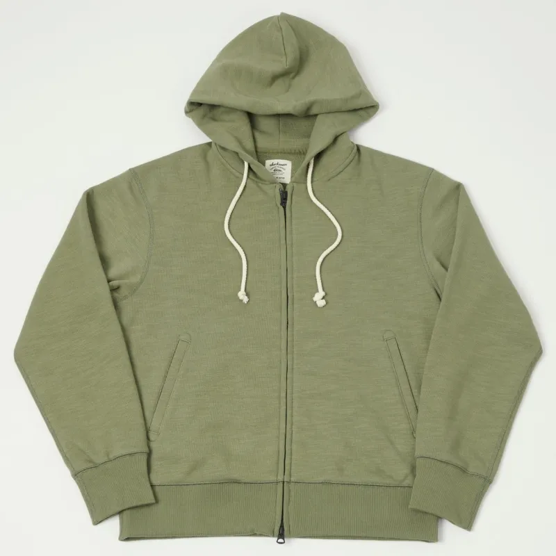 Jackman GG Zip Through Sweat Parka - Olive sold by Son of a Stag