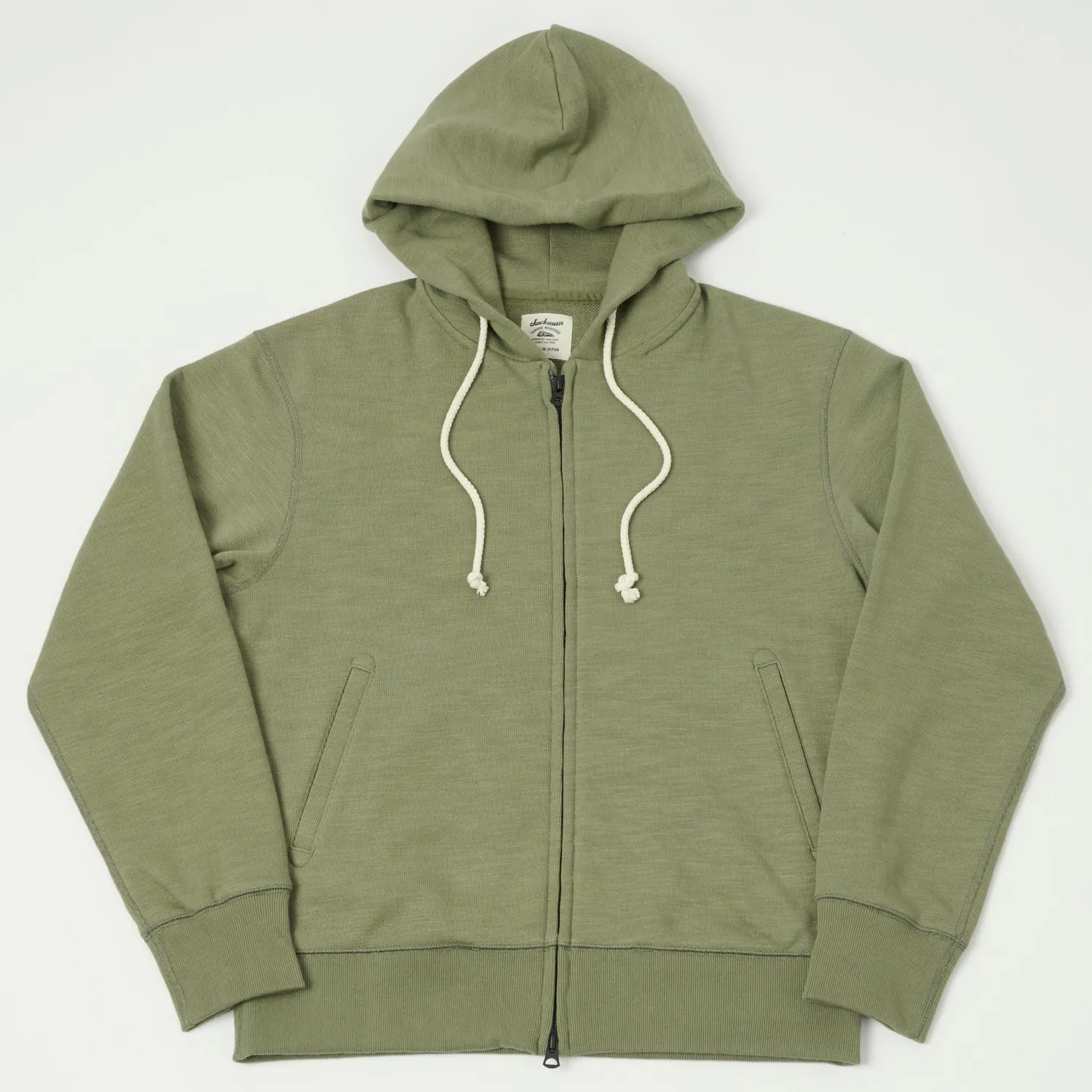 Jackman GG Zip Through Sweat Parka - Olive sold by Son of a Stag