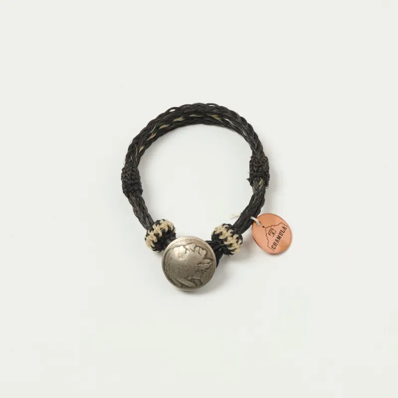 Chamula Horsehair Concho Bracelet - Black /White sold by Son of a Stag