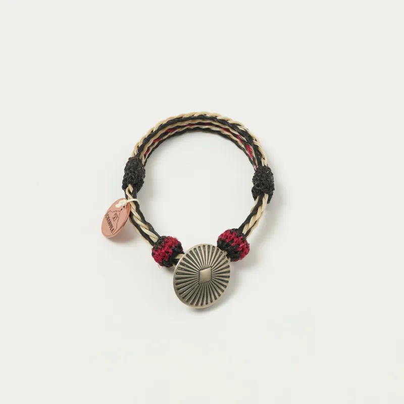 Chamula Horsehair Concho Bracelet - Black/White/Red sold by Son of a Stag