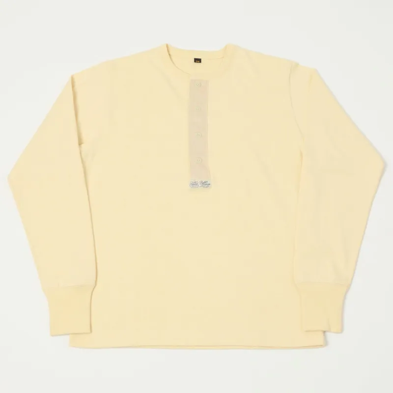 Freewheelers & Co Power Wear Long Sleeve Henley - Straw Cream sold by Son of a Stag