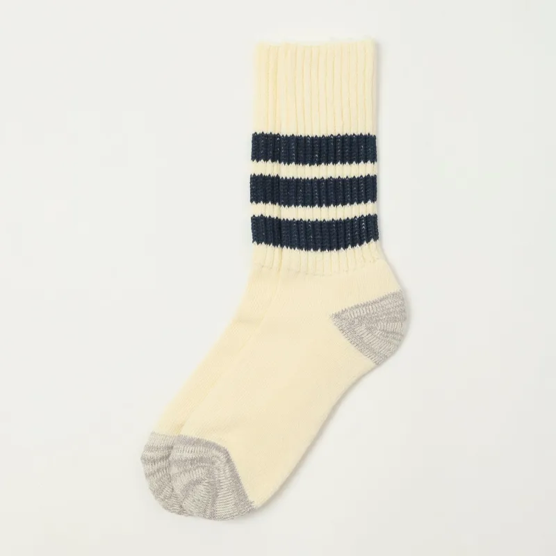 RoToTo Coarse Ribbed Oldschool Crew Sock - Navy sold by Son of a Stag