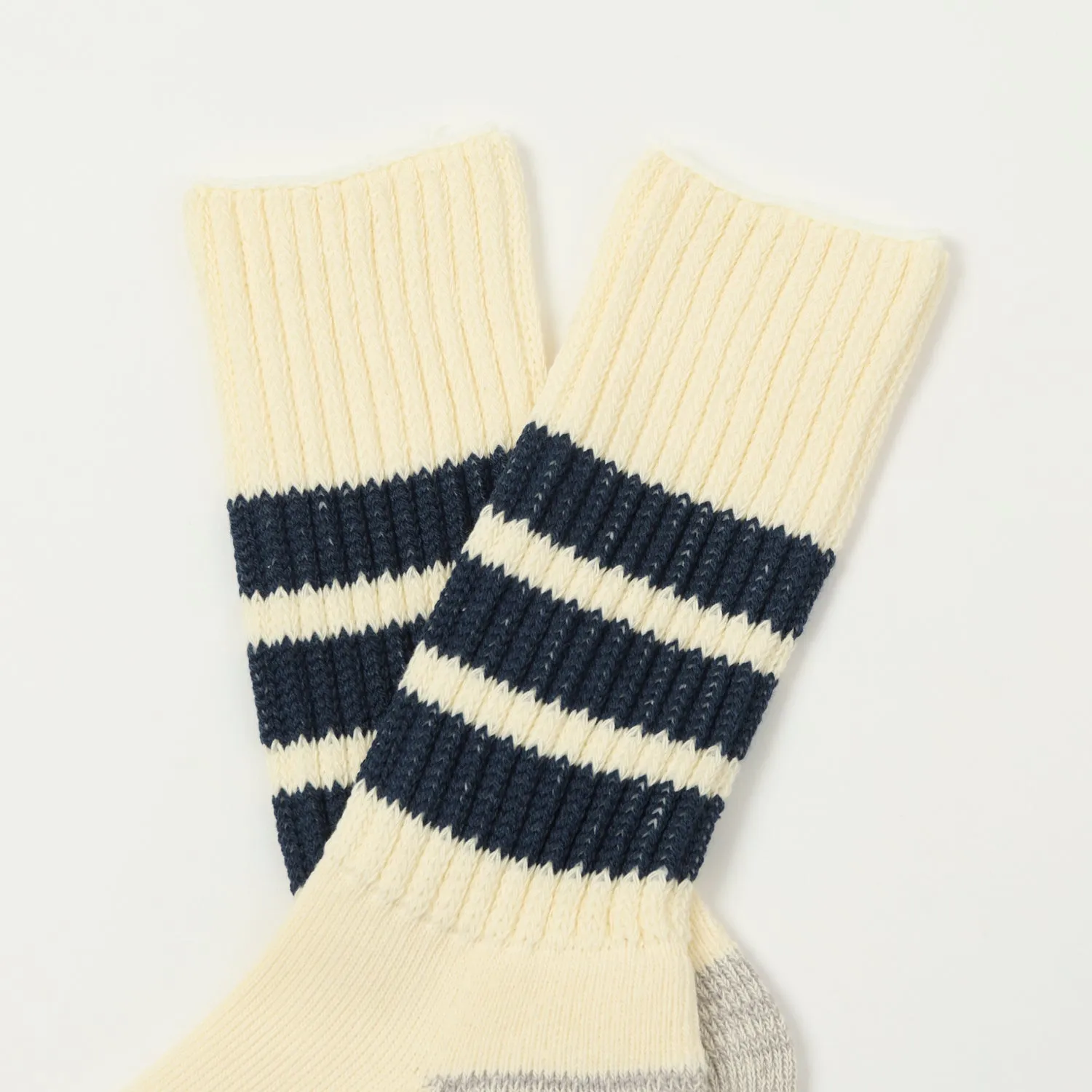RoToTo Coarse Ribbed Oldschool Crew Sock - Navy sold by Son of a Stag product image thumbnail 2
