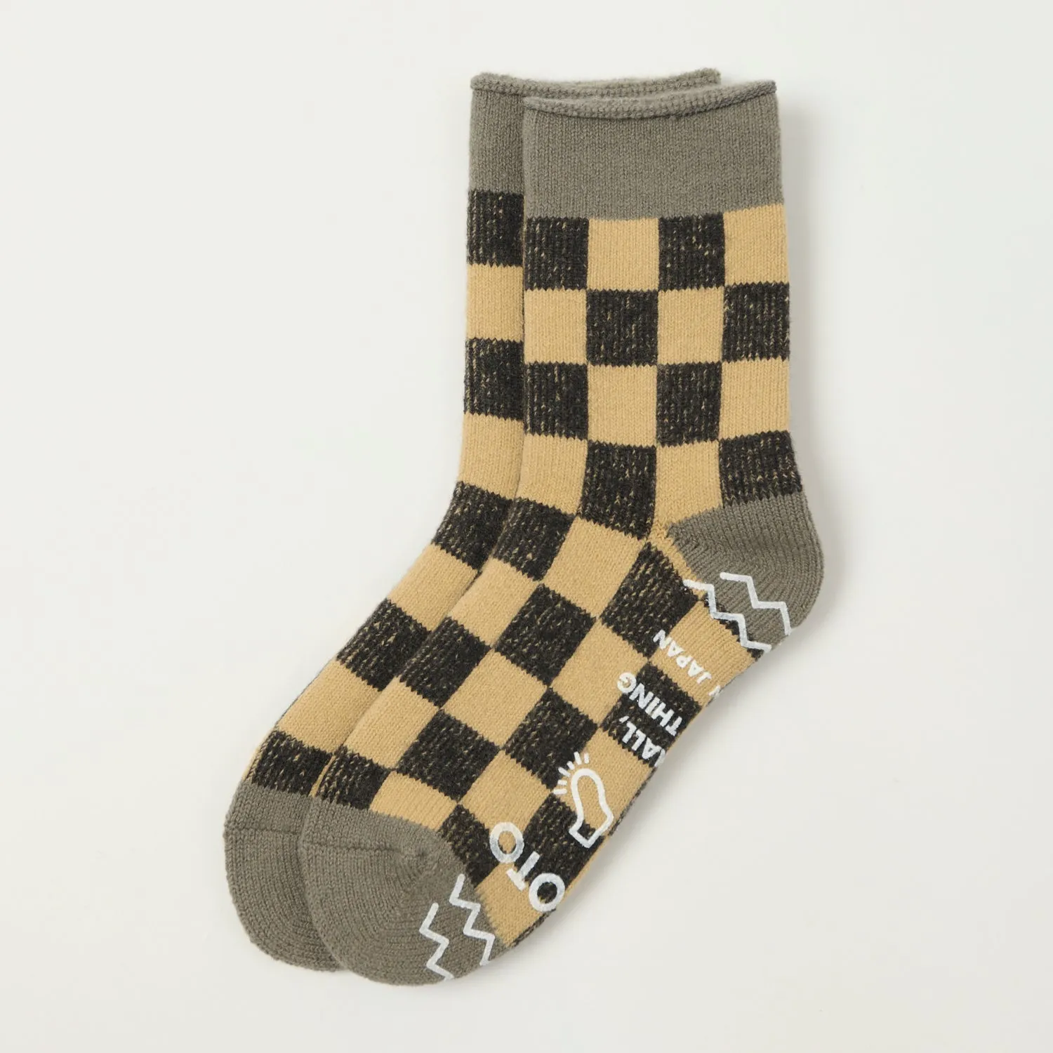 RoToTo Checkerboard Pile Room Sock - Grey sold by Son of a Stag