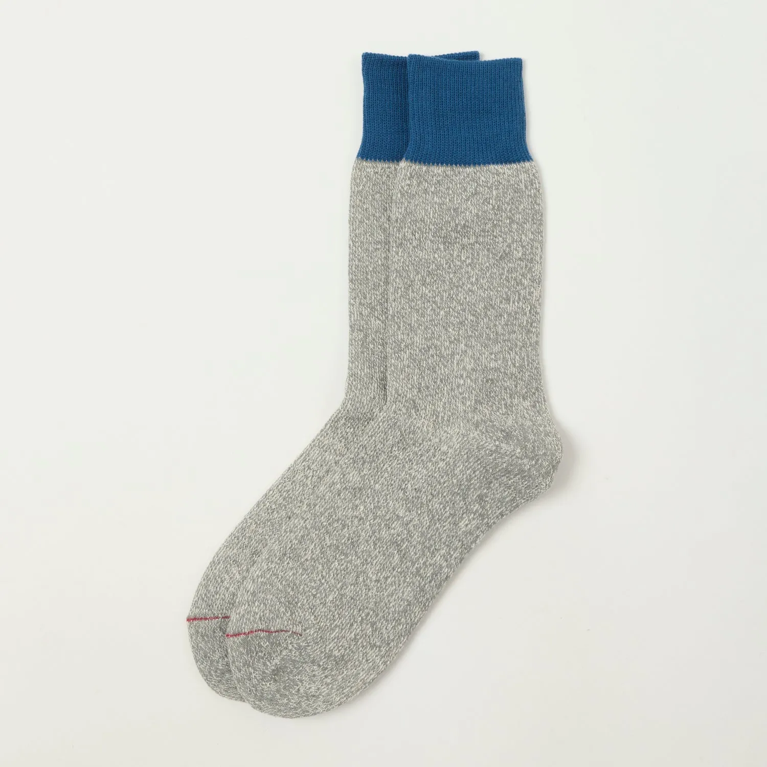 RoToTo Silk & Cotton Double Face Crew Sock - Blue/Grey sold by Son of a Stag