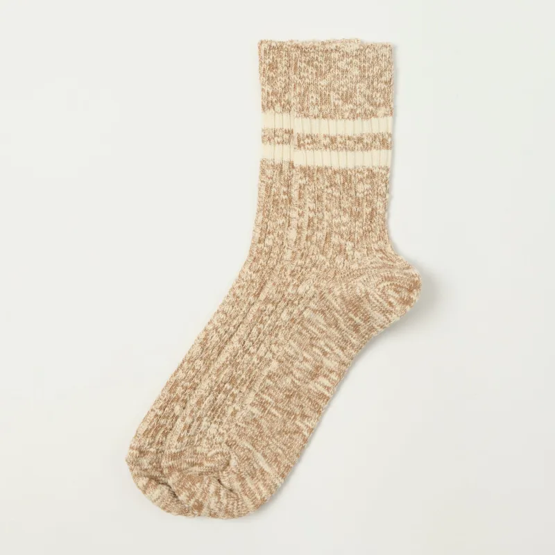 RoToTo Organic Cotton Slub Stripe Sock - Coffee sold by Son of a Stag