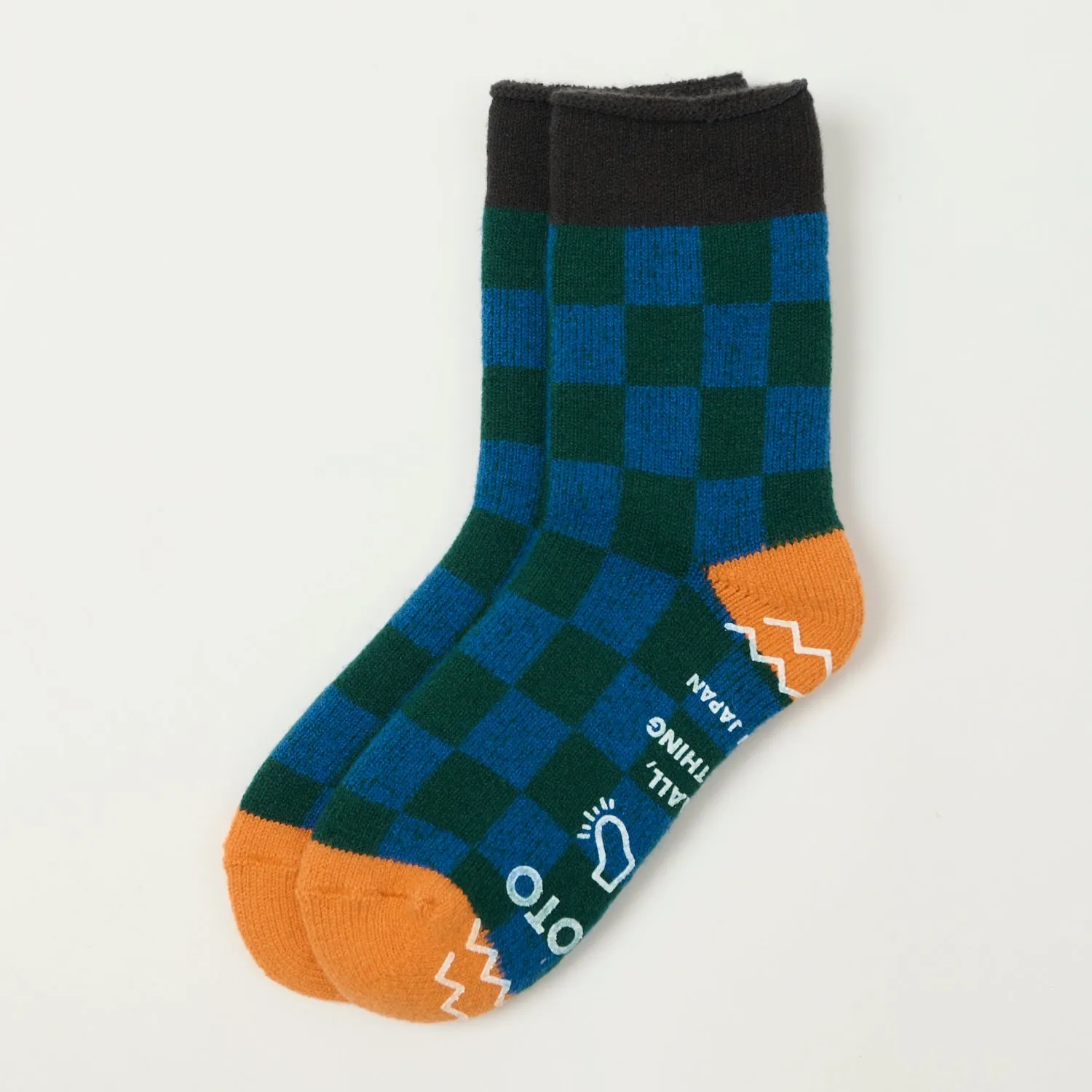 RoToTo Checkerboard Pile Room Sock - Charcoal/Light Orange sold by Son of a Stag
