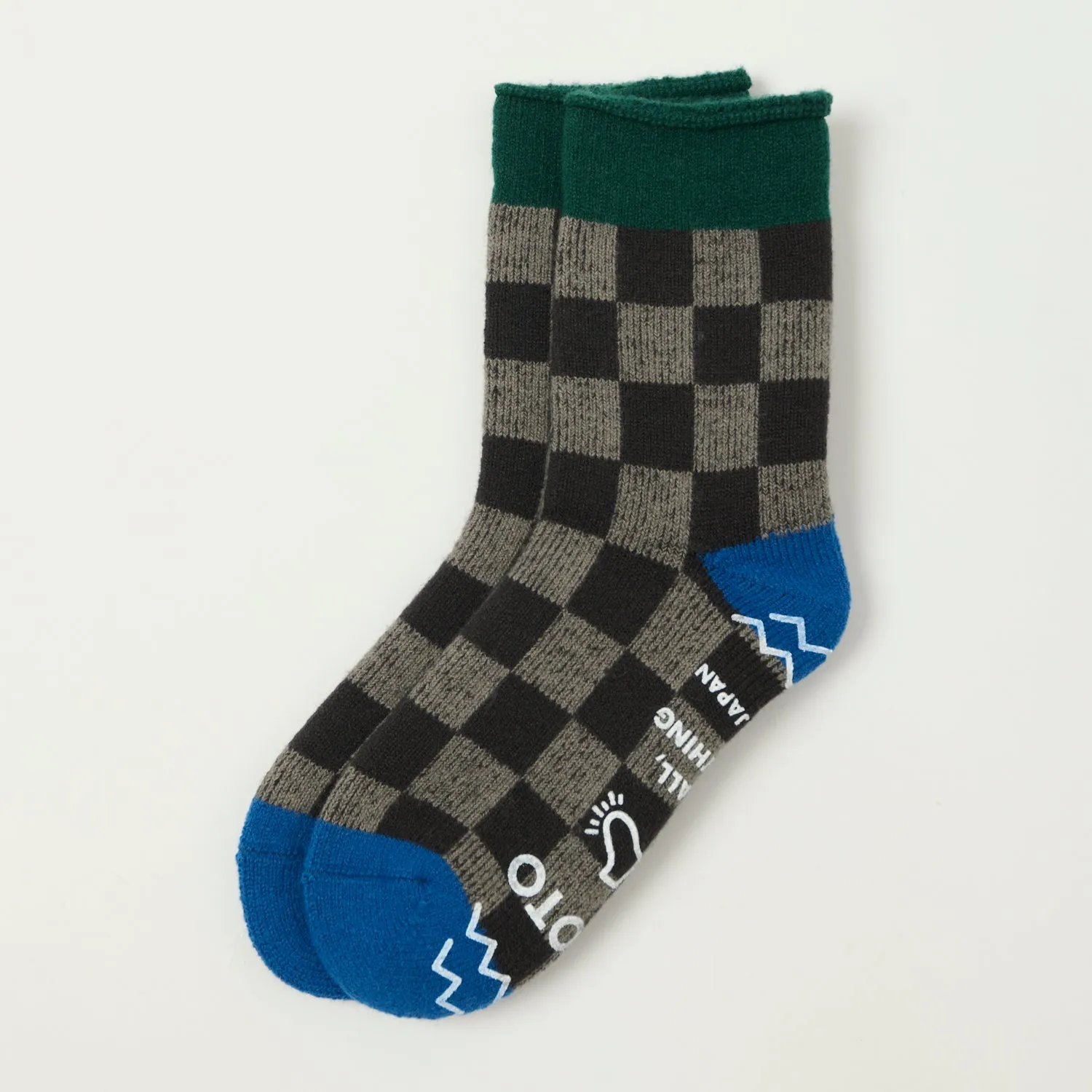 RoToTo Checkerboard Pile Room Sock - Dark Green/Blue sold by Son of a Stag