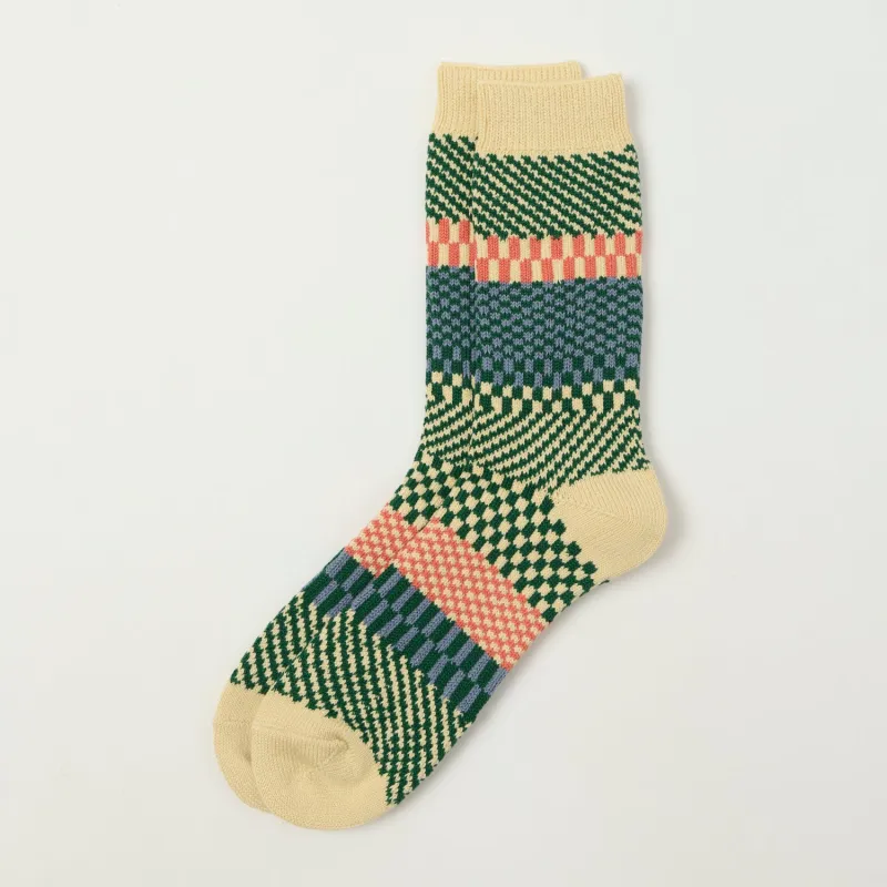 RoToTo Check & Step Sock - Green sold by Son of a Stag