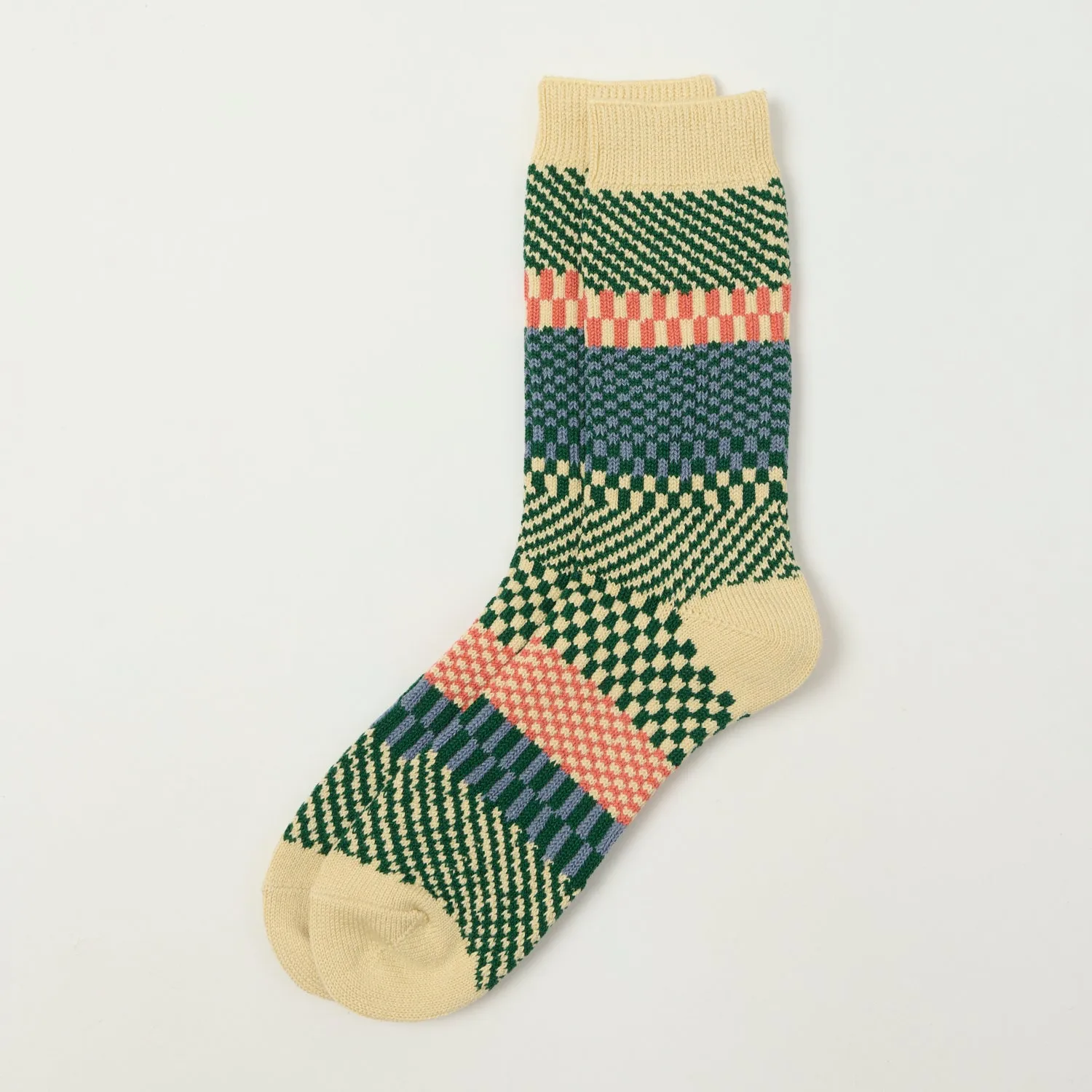 RoToTo Check & Step Sock - Green sold by Son of a Stag