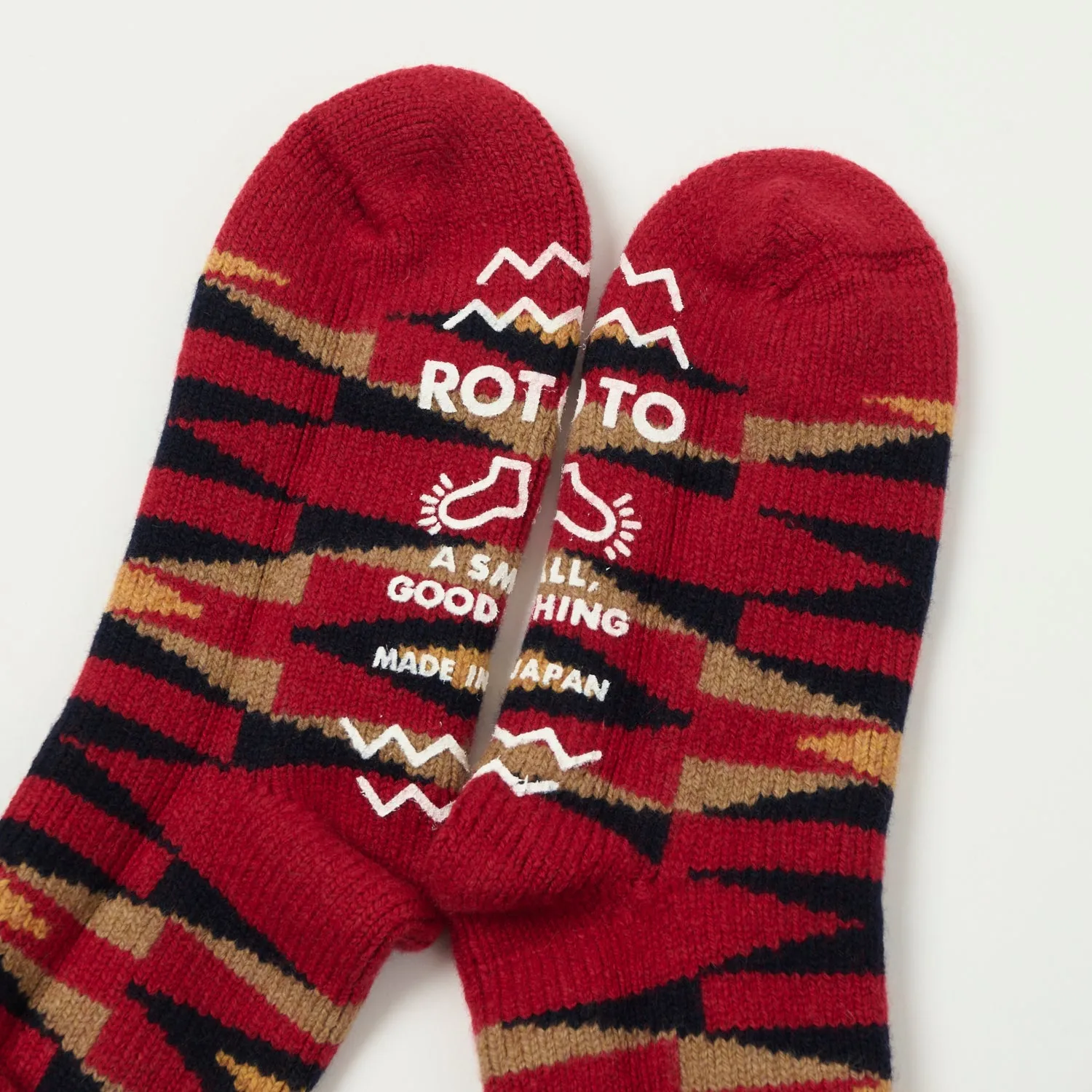 RoToTo Merino Lambs Wool 'Native' Room Sock - Red sold by Son of a Stag product image thumbnail 2