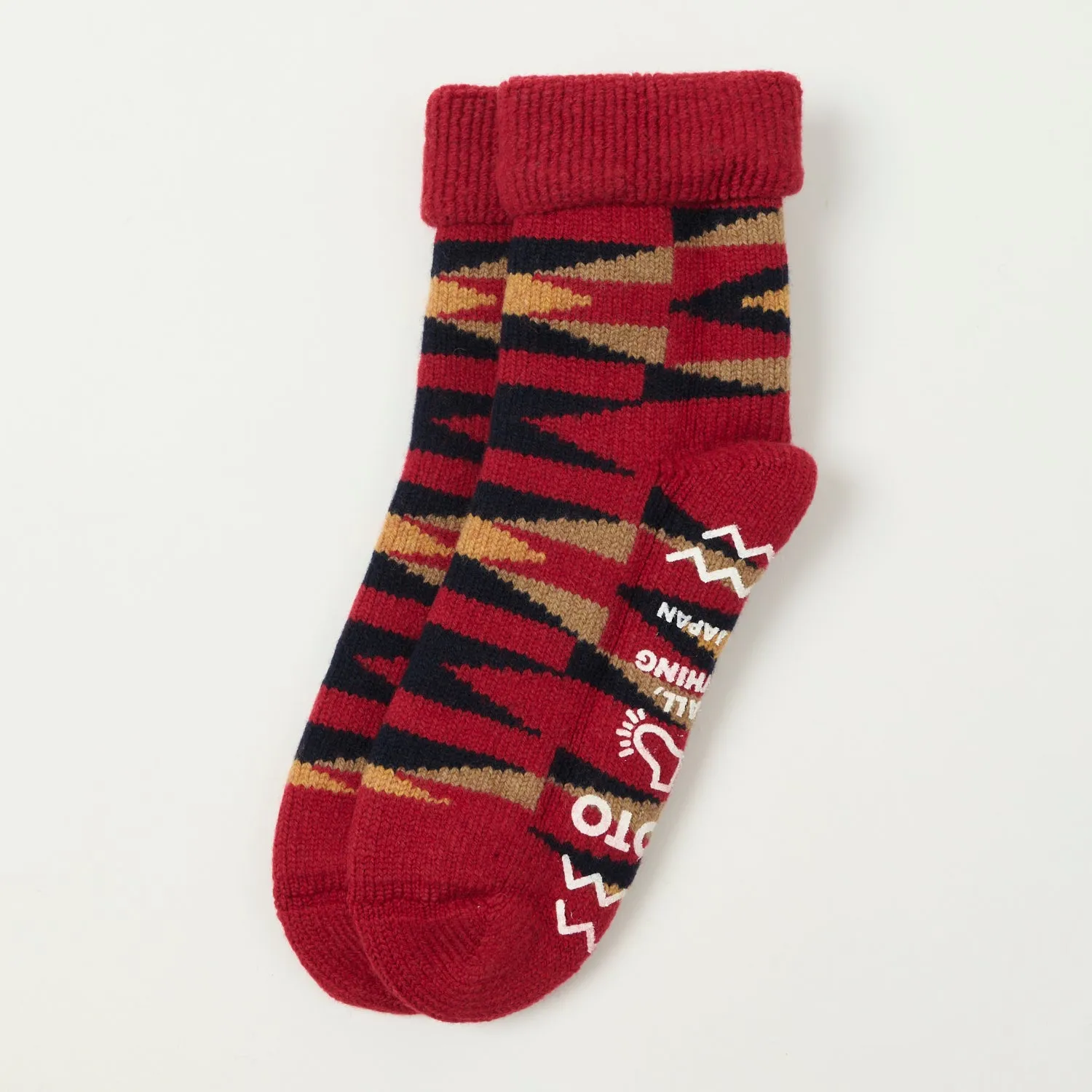 RoToTo Merino Lambs Wool 'Native' Room Sock - Red sold by Son of a Stag
