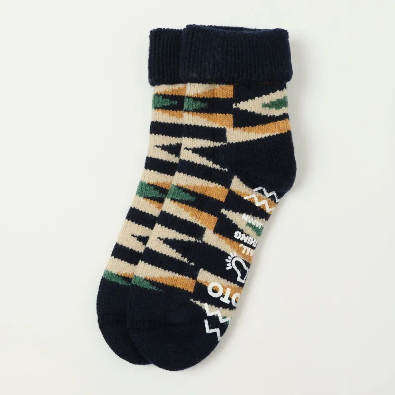 RoToTo Merino Lambs Wool 'Native' Room Sock - Navy sold by Son of a Stag