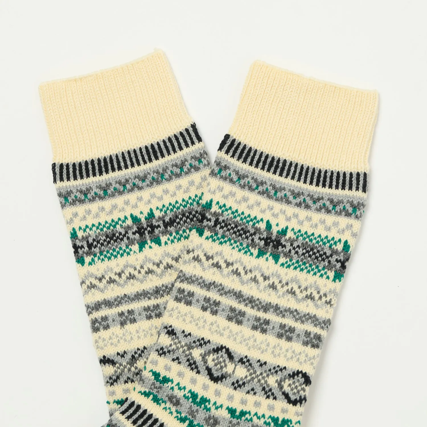 RoToTo Fairisle Jacquard Crew Sock - Ivory sold by Son of a Stag product image thumbnail 2