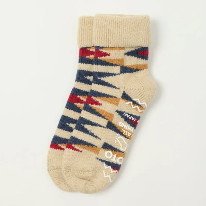 RoToTo Merino Lambs Wool 'Native' Room Sock - Ivory sold by Son of a Stag