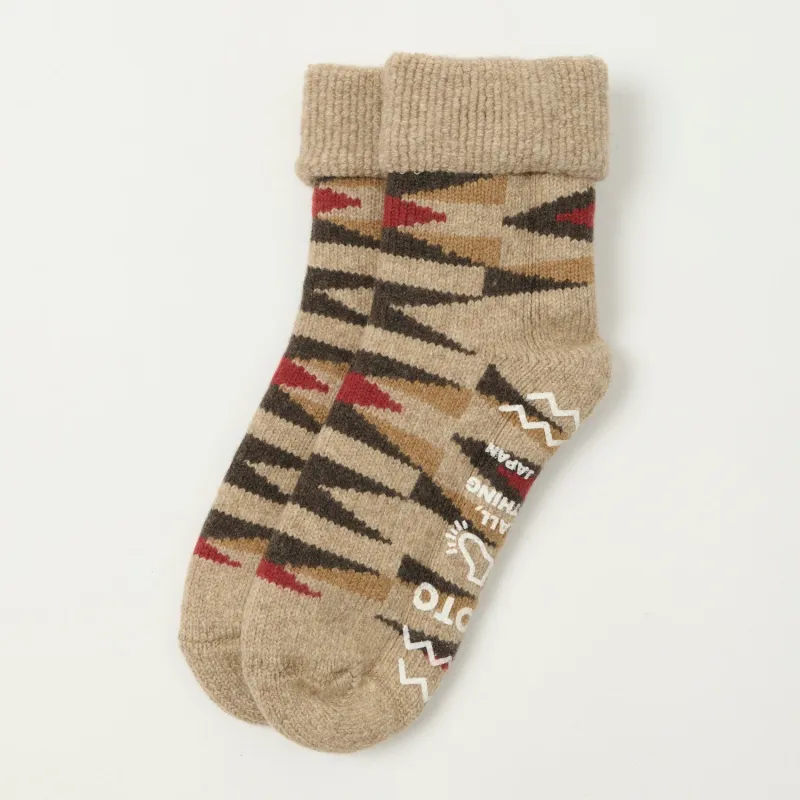 RoToTo Merino Lambs Wool 'Native' Room Sock - Light Brown sold by Son of a Stag