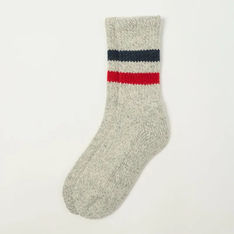 RoToTo Retro Winter Outdoor Sock - Grey/Dark Blue/Red sold by Son of a Stag