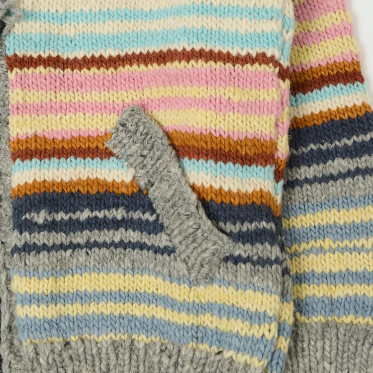 Chamula Merino Wool Multi Stripe Zip Through Cardigan - Pearl Grey/Multi sold by Son of a Stag product image thumbnail 4