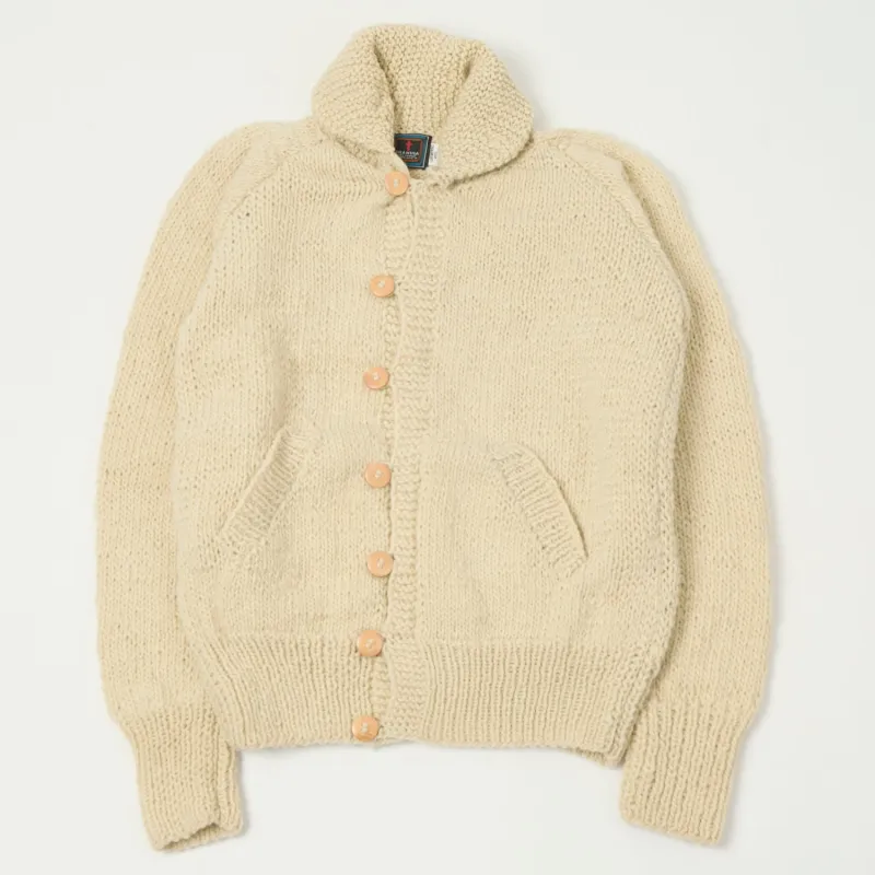 Chamula Shawl Collar Button Up Cardigan - Ivory sold by Son of a Stag