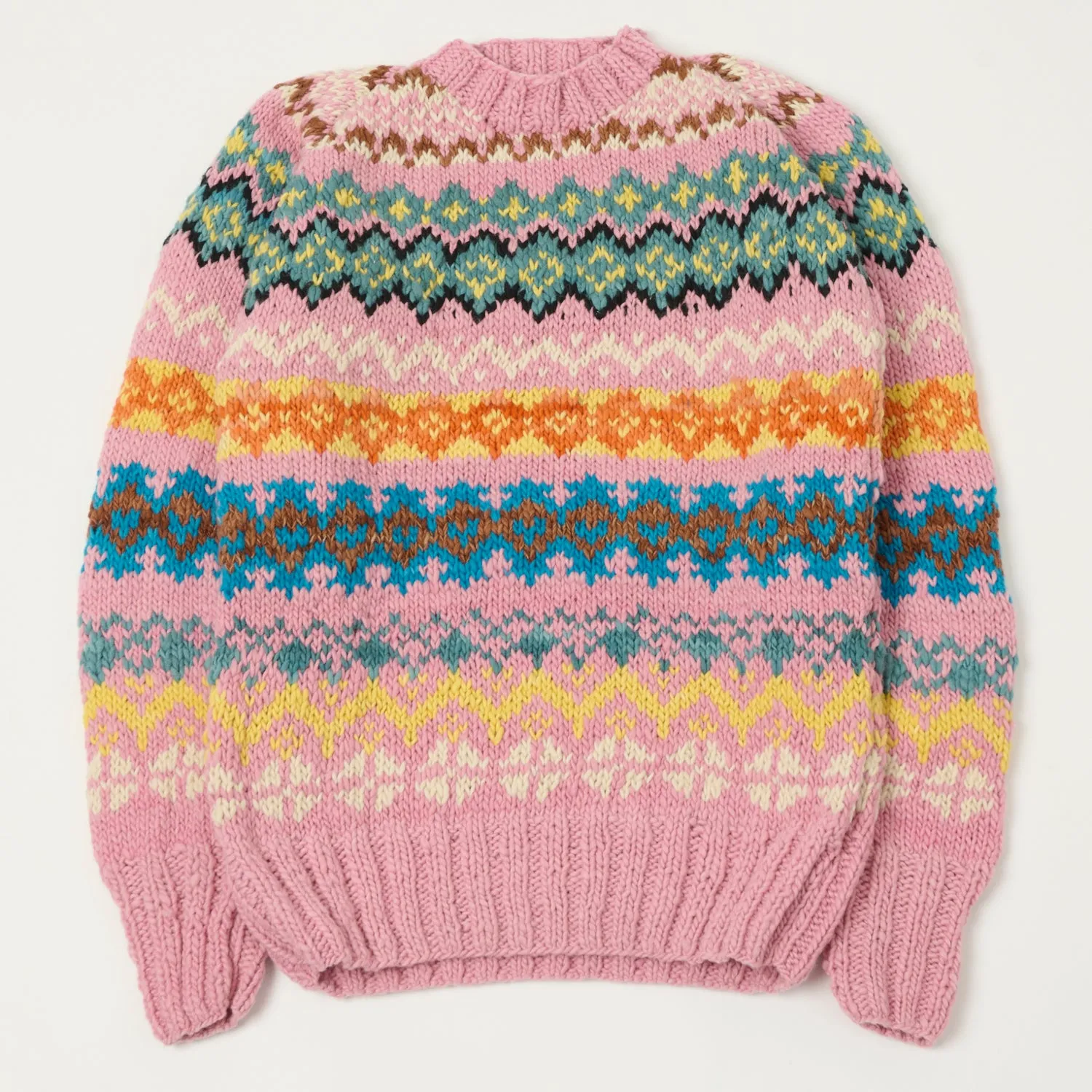 Chamula Merino Wool 'Fair Isle #8' Jumper- Light Pink sold by Son of a Stag