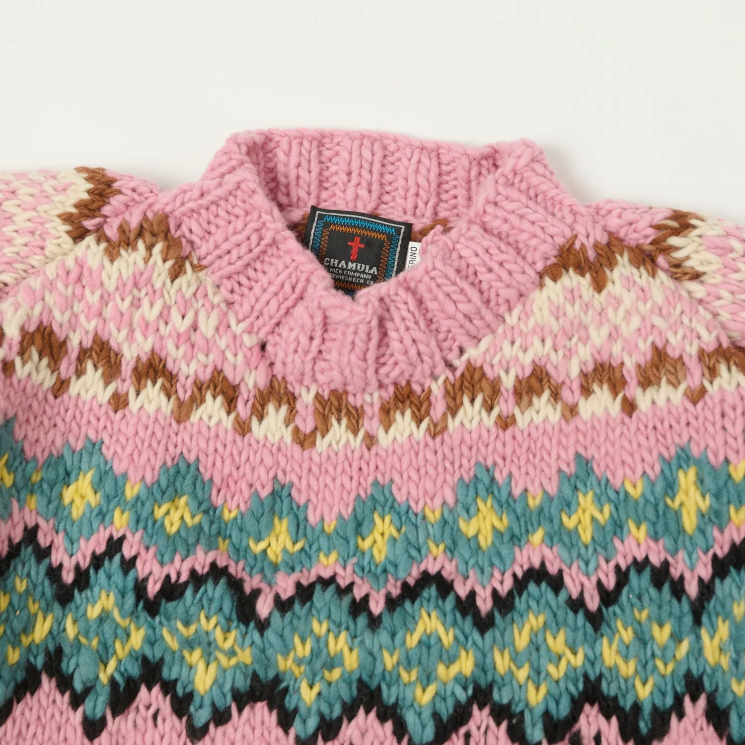 Chamula Merino Wool 'Fair Isle #8' Jumper- Light Pink sold by Son of a Stag product image thumbnail 2