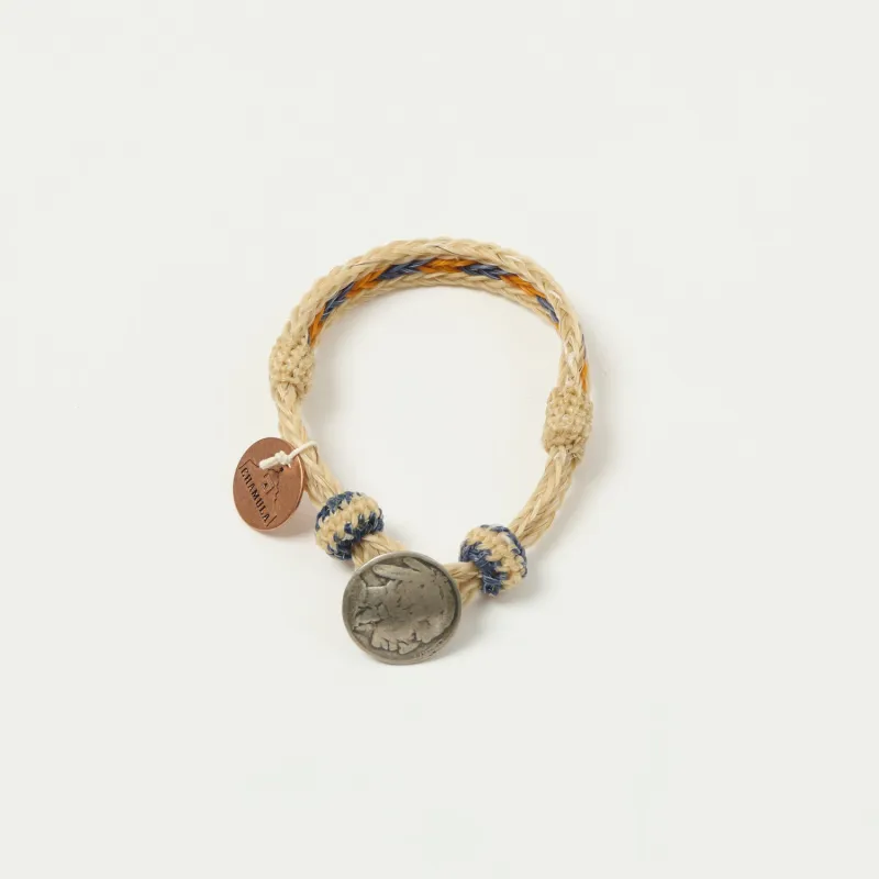 Chamula Horsehair Concho Bracelet -Nature/Orange/Blue sold by Son of a Stag