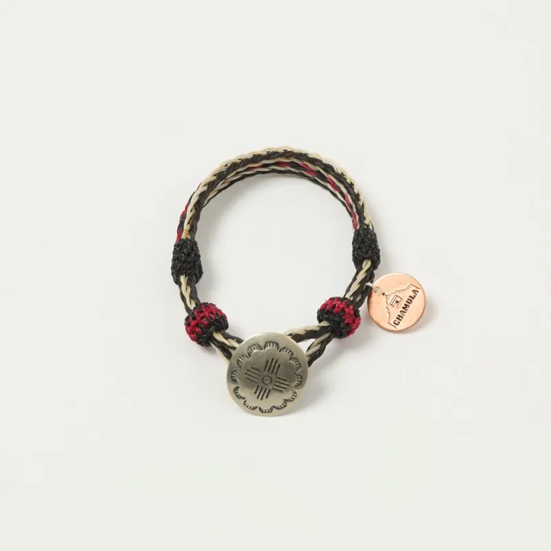 Chamula Horsehair Concho Bracelet - Black/White/Red sold by Son of a Stag