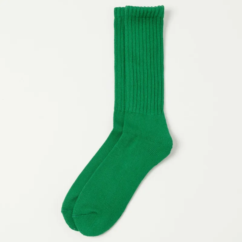 RoToTo Loose Pile Crew Sock - Green sold by Son of a Stag