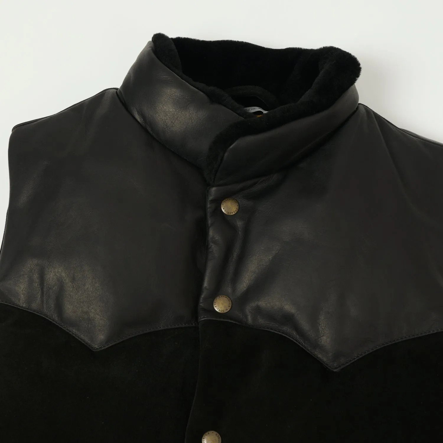 Shangri-La Heritage 'Bivacco' Suede Western Down Vest - Black sold by Son of a Stag product image thumbnail 4