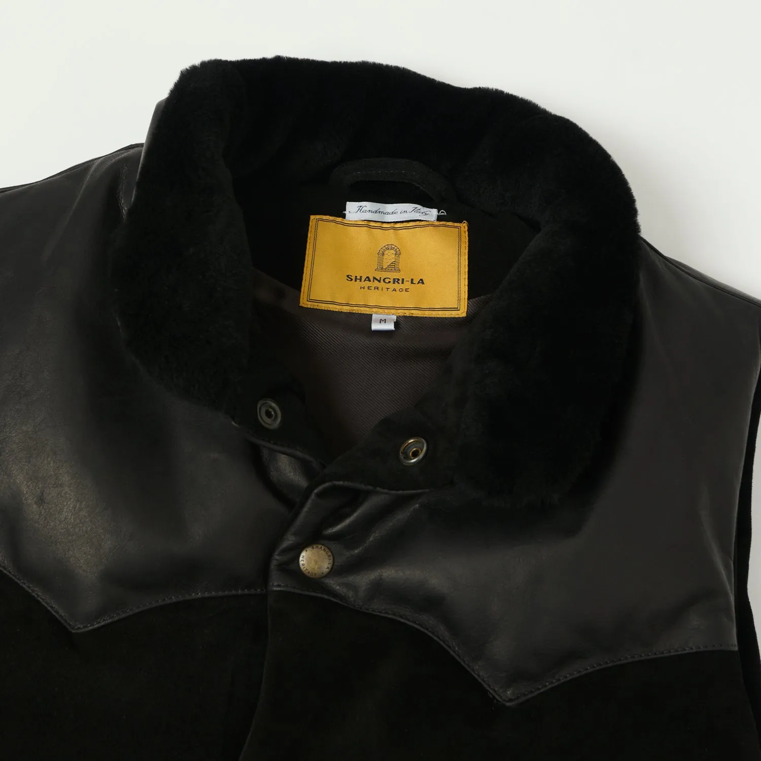 Shangri-La Heritage 'Bivacco' Suede Western Down Vest - Black sold by Son of a Stag product image thumbnail 2