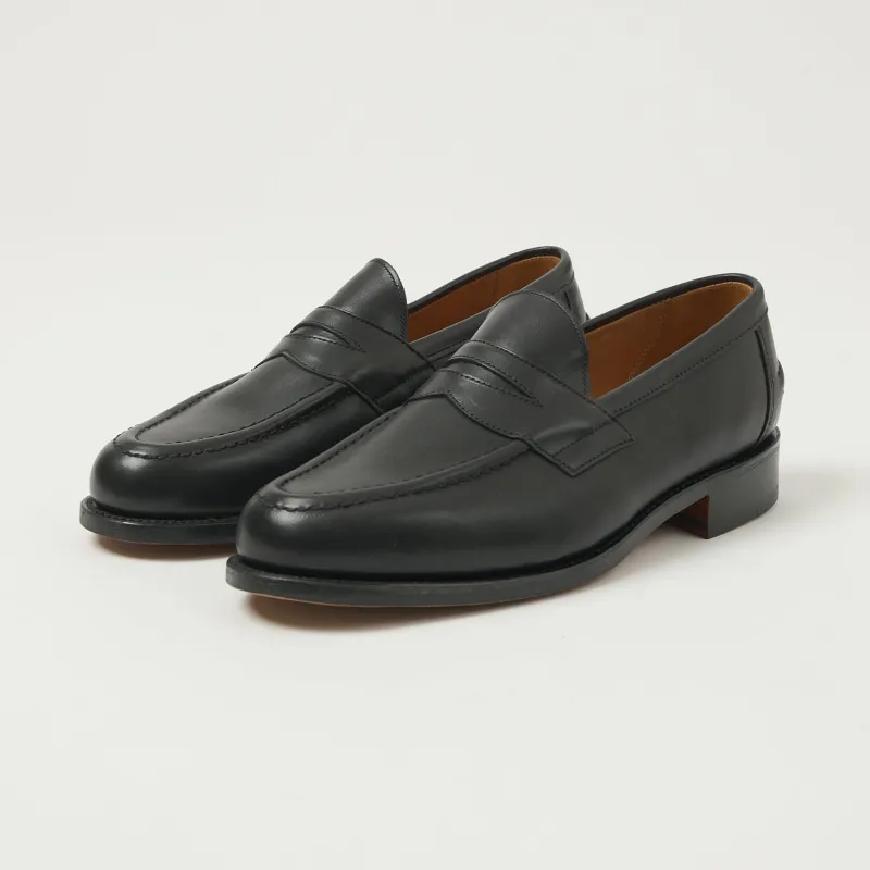 Sanders Aldwych Buttseam Penny Loafer - Black Calf sold by Son of a Stag