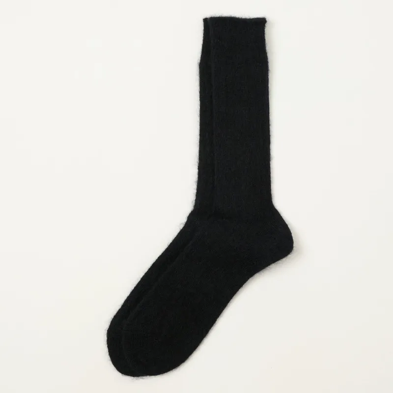 Anonymous Ism Mohair Rib Crew Sock - Black sold by Son of a Stag