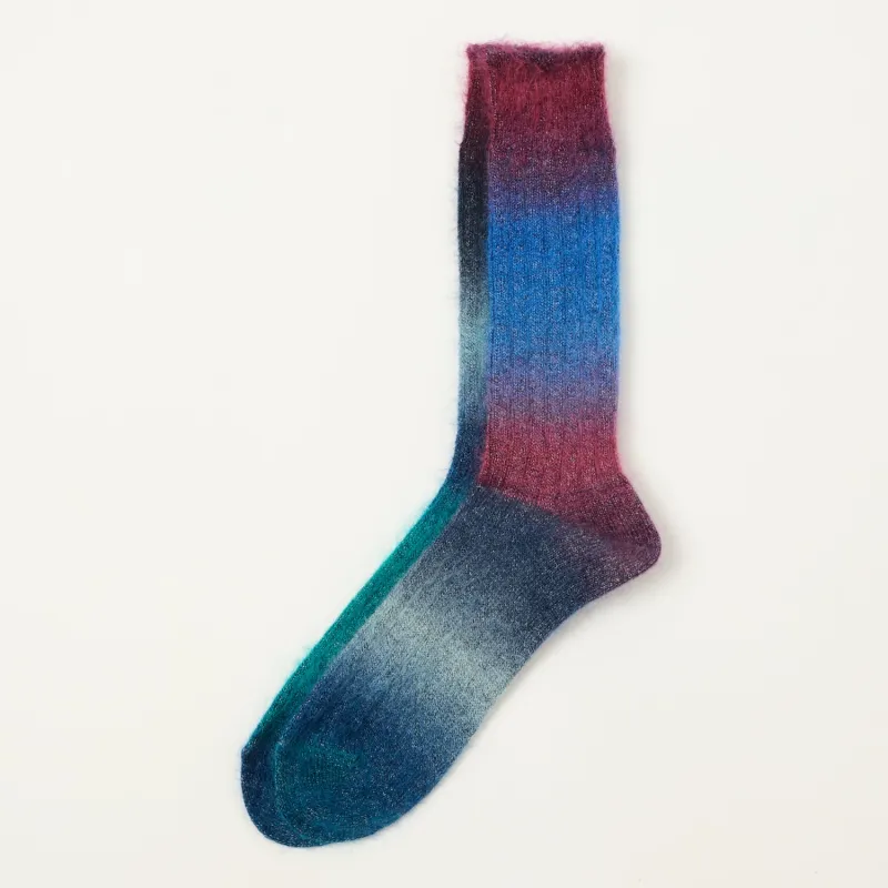 Anonymous Ism Mohair Rib Crew Sock - Blue sold by Son of a Stag
