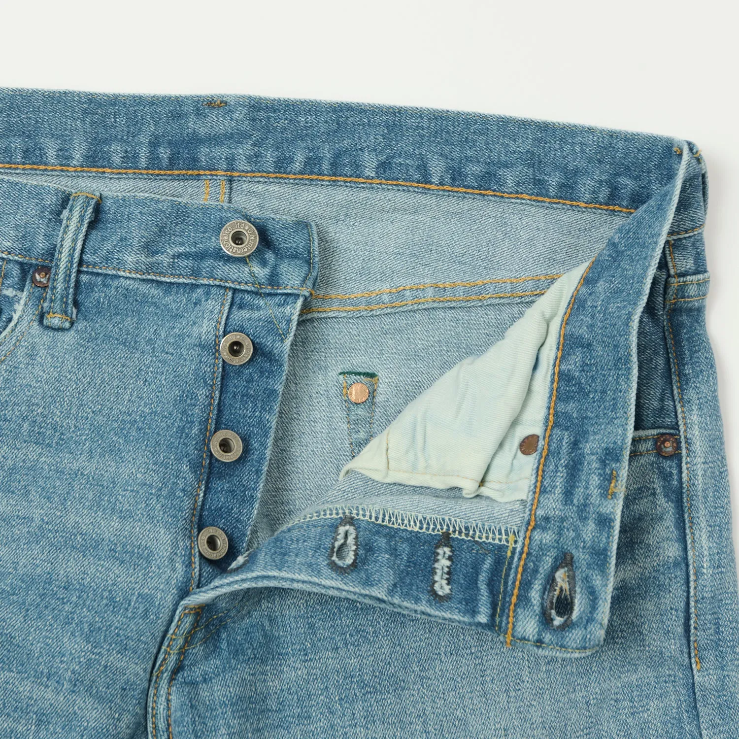 ONI Denim 121S Ishikawadai 15oz Slim Tapered Stretch Jean - Bleach Wash sold by Son of a Stag product image thumbnail 5