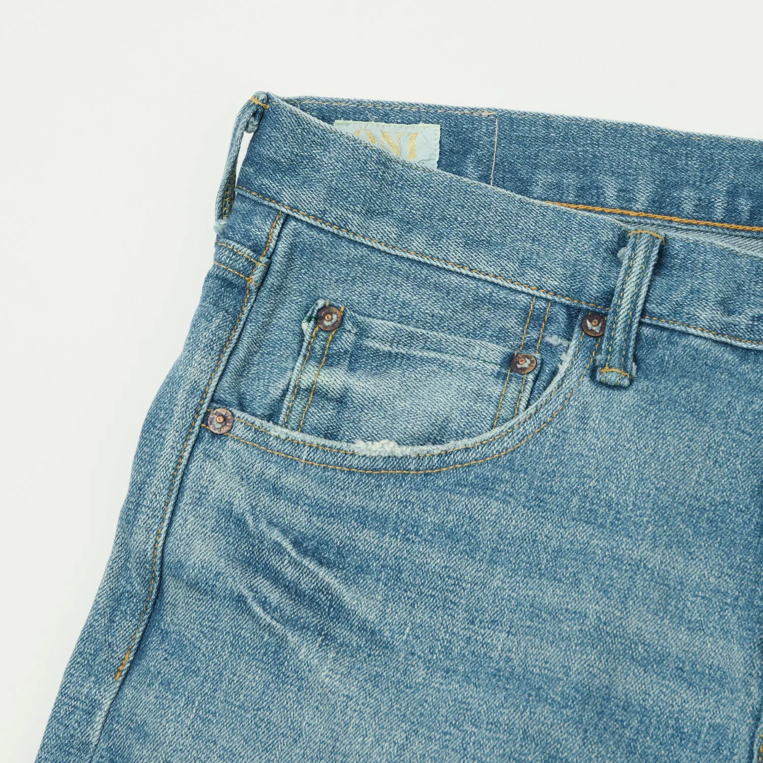 ONI Denim 121S Ishikawadai 15oz Slim Tapered Stretch Jean - Bleach Wash sold by Son of a Stag product image thumbnail 4