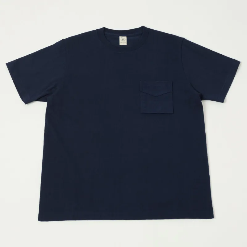 Jackman Dotsume Pocket T-Shirt - Navy sold by Son of a Stag