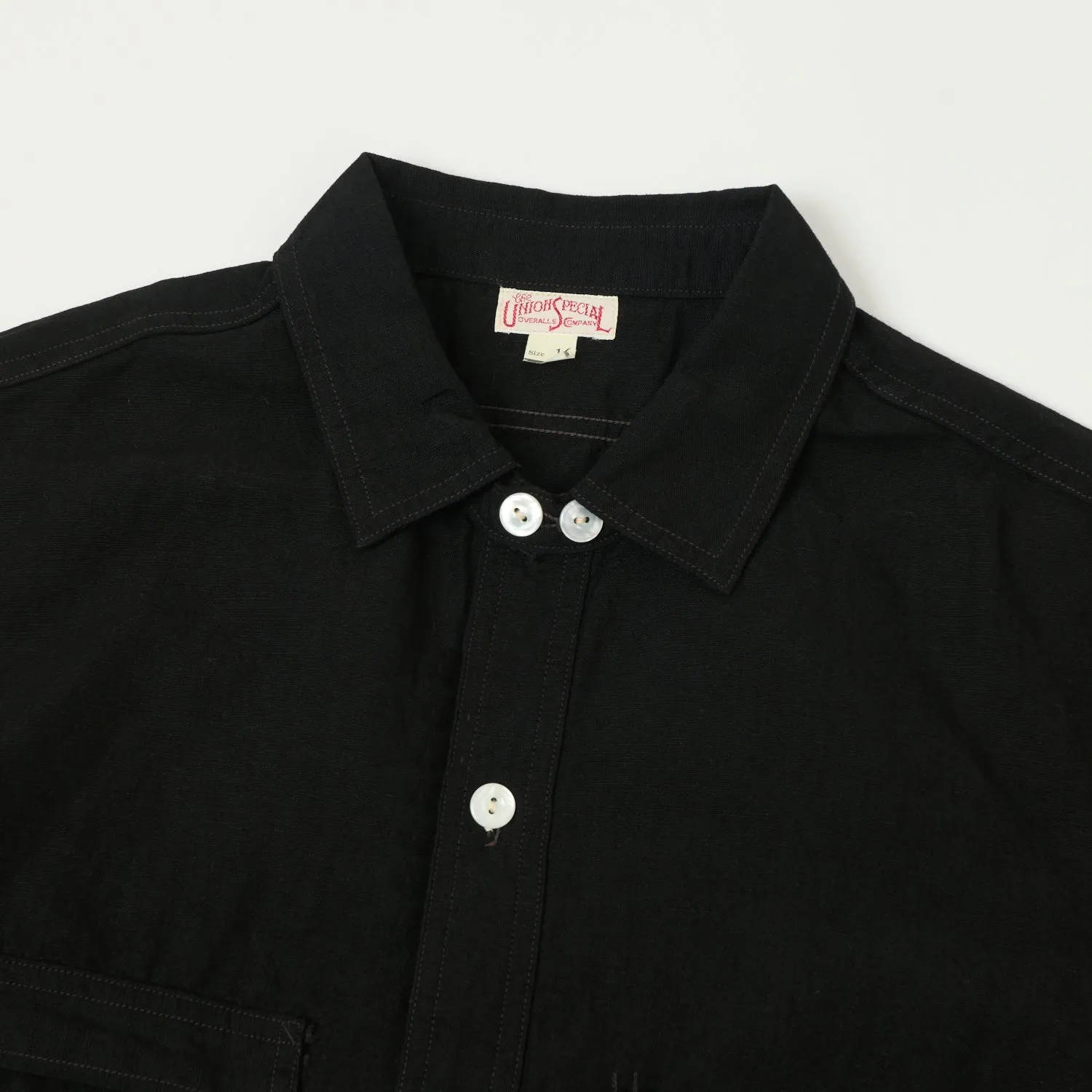 Freewheelers & Co Union Special Overalls 'Big Bertha' S/S Chambray Work Shirt - Black sold by Son of a Stag product image thumbnail 2