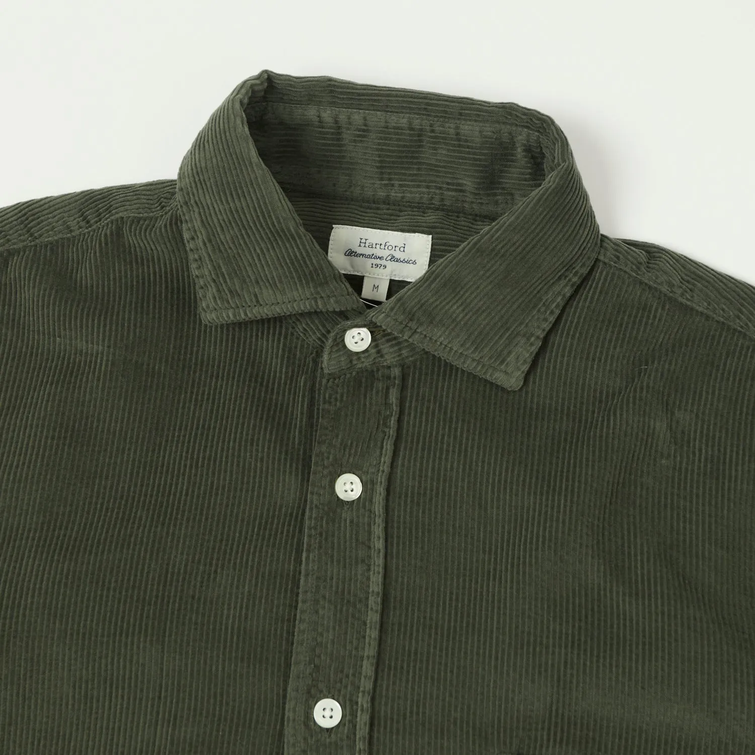 Hartford 'Paul' Light Corduroy Shirt - Military Green sold by Son of a Stag product image thumbnail 2