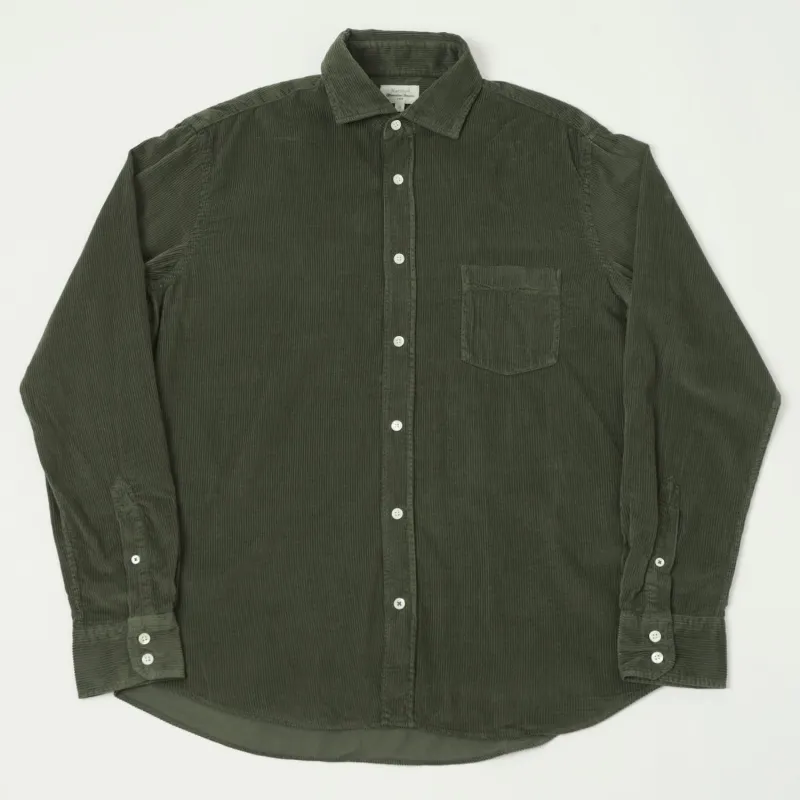 Hartford 'Paul' Light Corduroy Shirt - Military Green sold by Son of a Stag