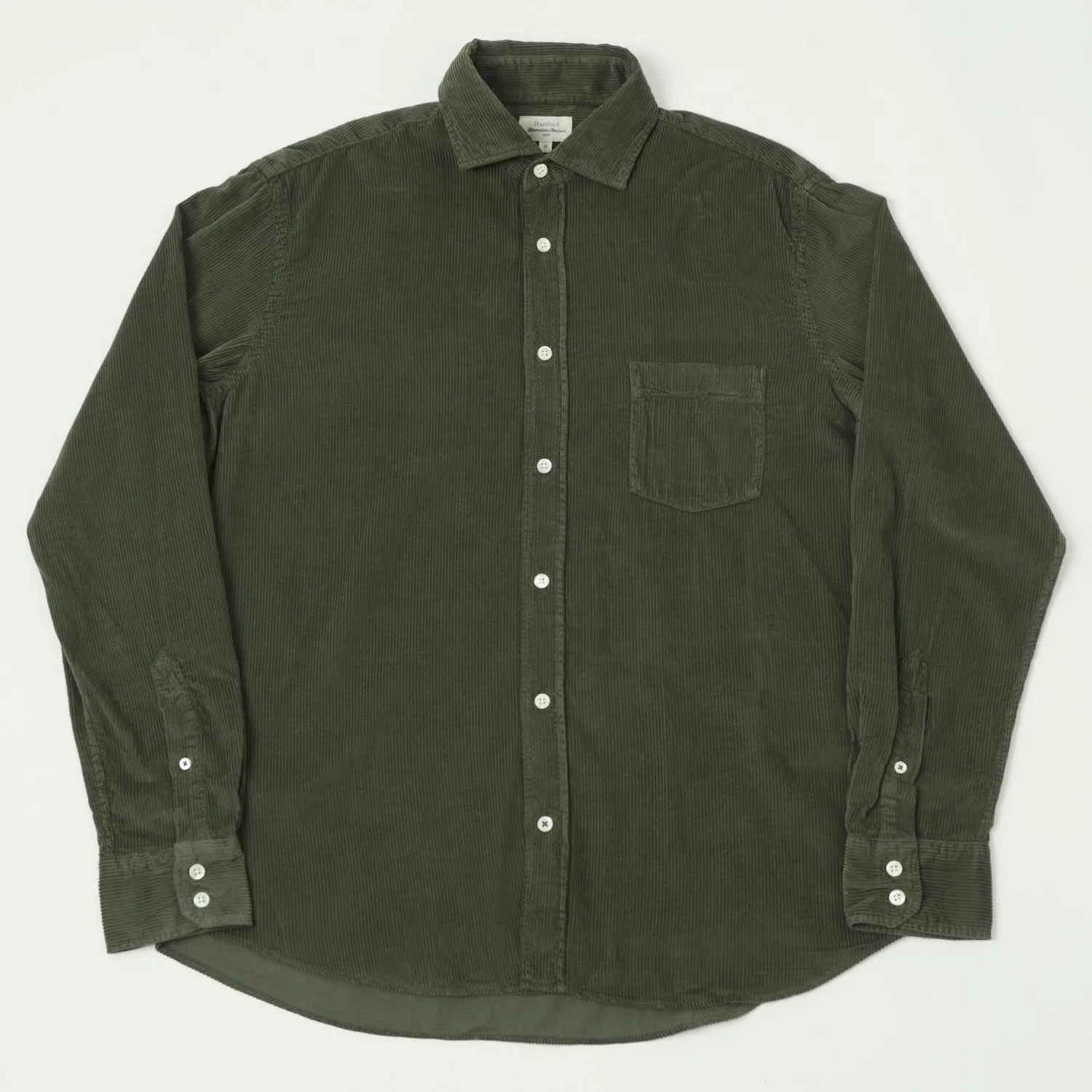 Hartford 'Paul' Light Corduroy Shirt - Military Green sold by Son of a Stag