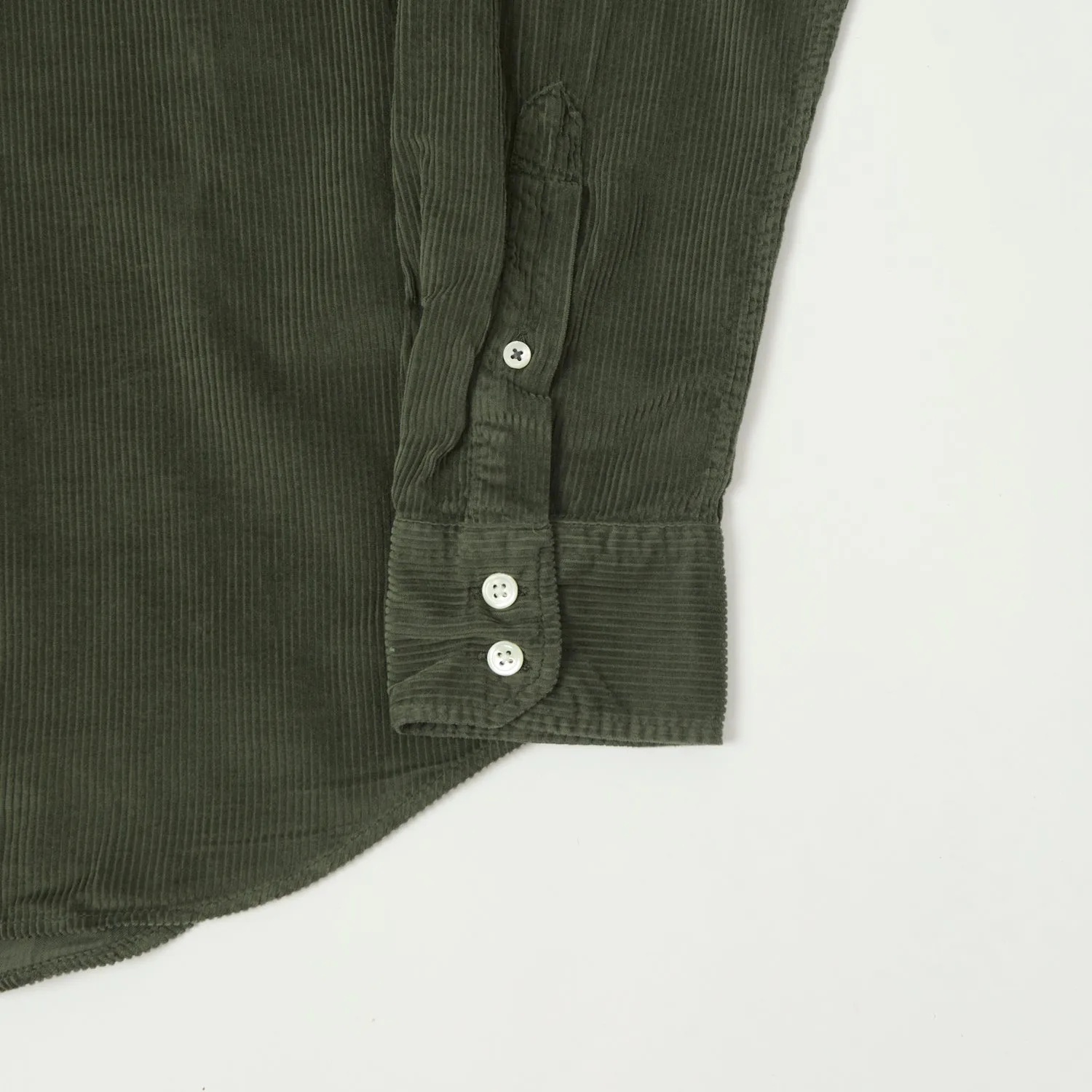 Hartford 'Paul' Light Corduroy Shirt - Military Green sold by Son of a Stag product image thumbnail 3