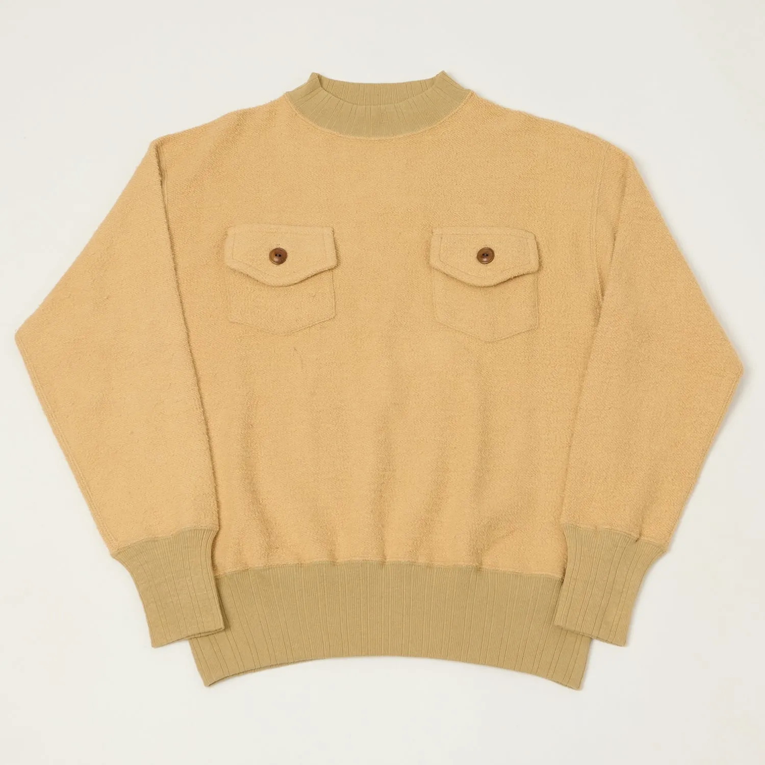 Warehouse & Co 479 Two Pocket Pile Sweatshirt - Beige sold by Son of a Stag