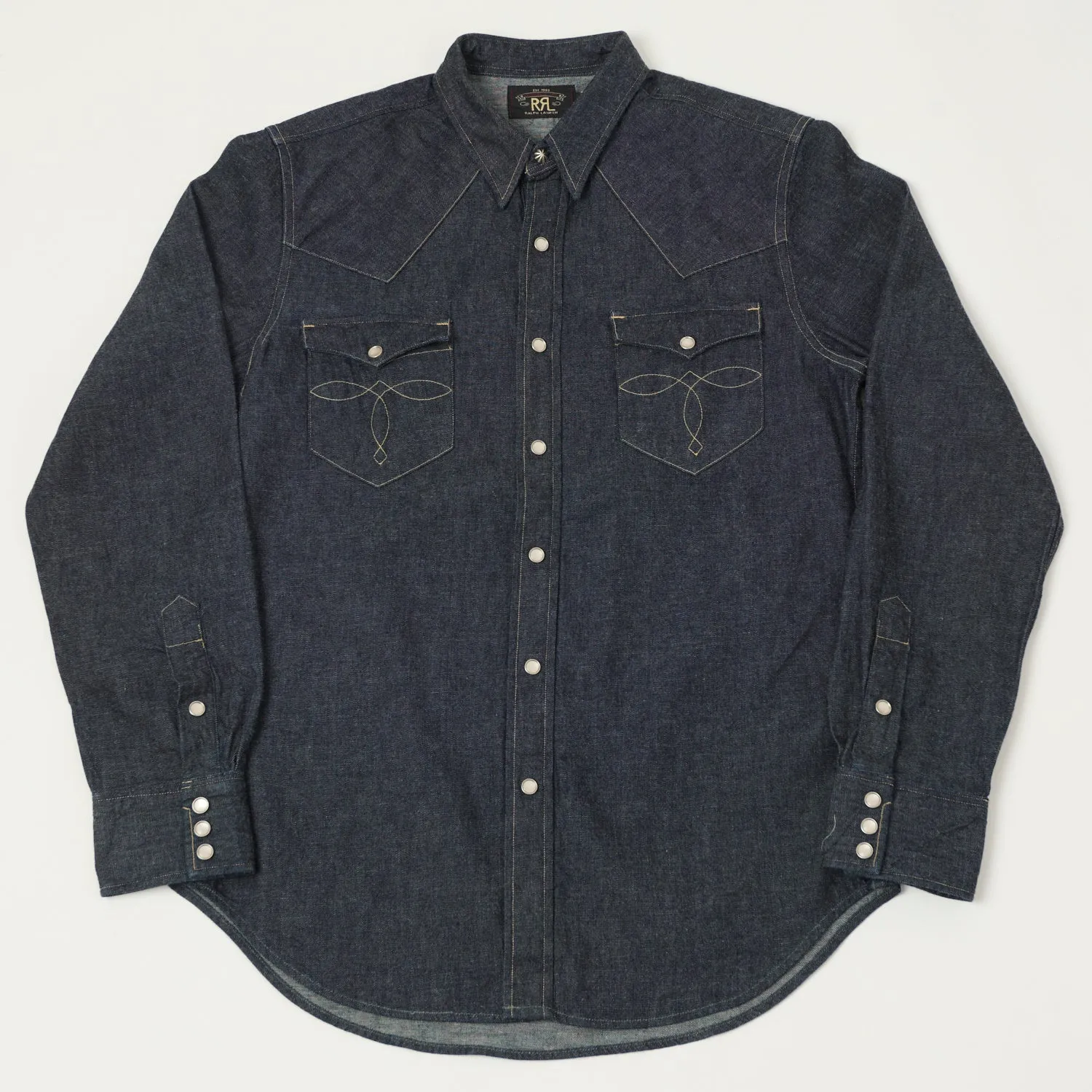 RRL Slim Fit Denim Western Shirt - Rinse sold by Son of a Stag