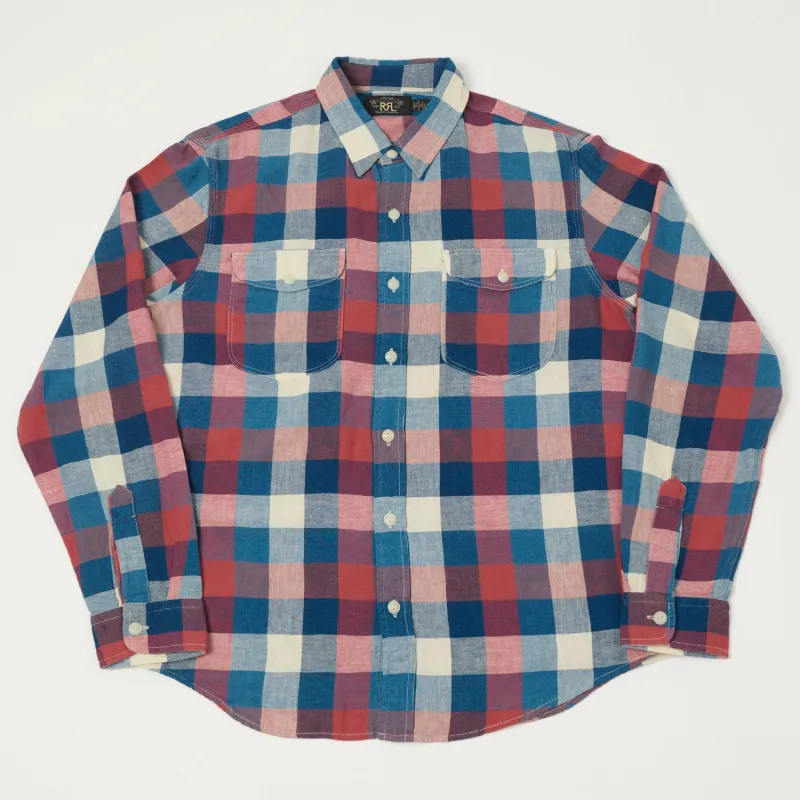 RRL Plaid Cotton-Linen Workshirt - Red/Indigo sold by Son of a Stag