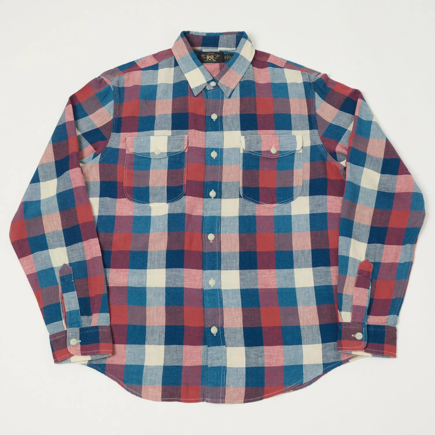 RRL Plaid Cotton-Linen Workshirt - Red/Indigo sold by Son of a Stag