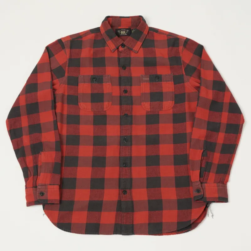 RRL Plaid Twill Workshirt - Red/Black sold by Son of a Stag
