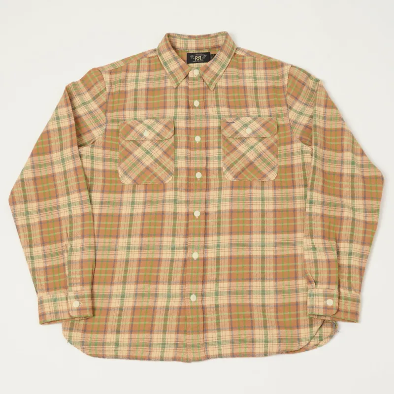 RRL Plaid Twill Workshirt - Orange Multi sold by Son of a Stag
